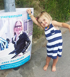 mein Motiv für das Wahlkampfplakat Patenkind Maxi hat mein Wahlplakat gefunden